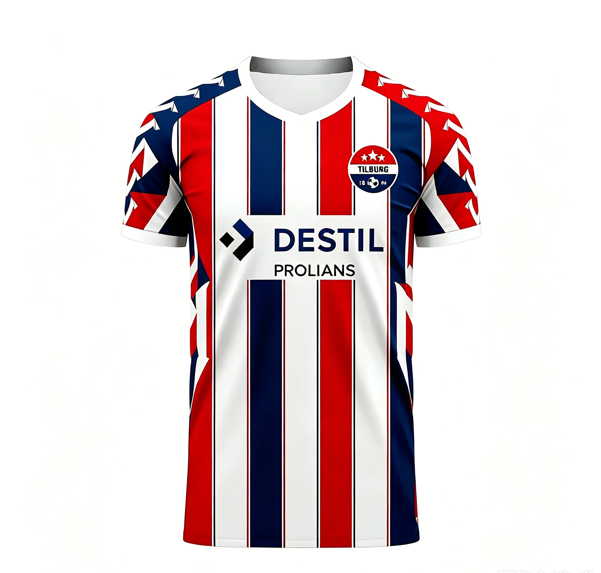 Camiseta de Fútbol a Rayas Rojas, Blancas y Azules Unisex, Ligera, Transpirable, Informal, para Entrenamiento de Aficionados, para Verano