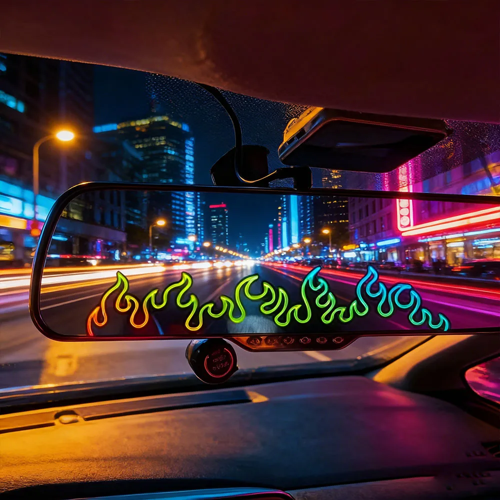 1PC Auto Rearview Mirror Waterproof Motorbike Sticker Tank Helmet Flame Design for Decoration image 2