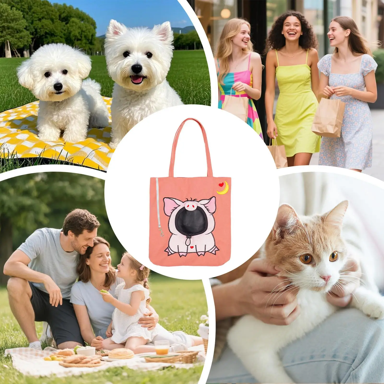 Cat Carrier Bag Cartoon Carrying Kitten Tote With Head Hole Travel Puppy Carrying Bag For Pet Parents Animal Lovers Travelers