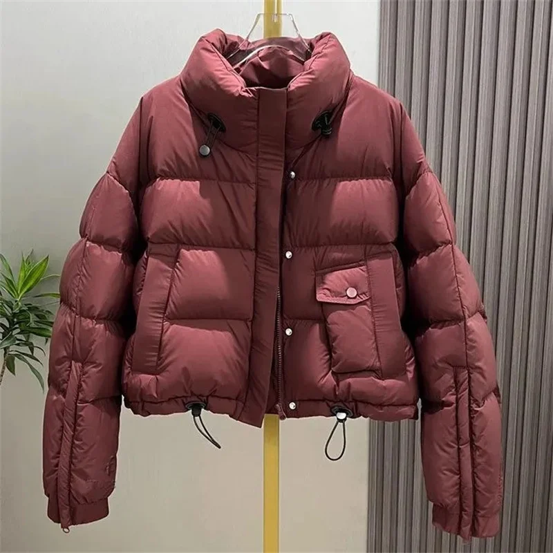 2024 New Winter Coat Thicken Down Cotton Puffer Jacket Petite Cropped Women Stand Collar Parkas Jacket Waterproof Snow Wear Outw