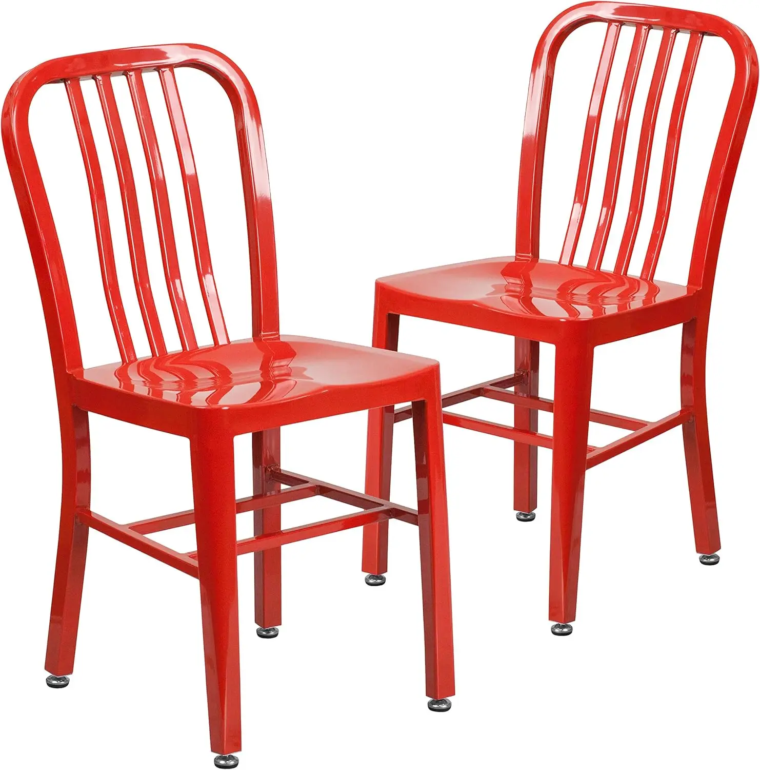 Gael Indoor/Outdoor Modern Metal Dining Chairs, Commercial-Grade Galvanized Steel Restaurant Chairs, Set of 2, Red