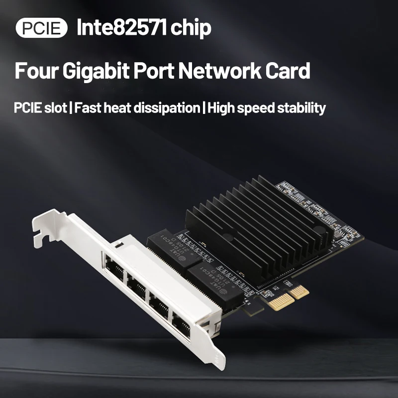 4-Port Gigabit PCIe Network Card 1000M Dual Ports PCI Express Ethernet Adapter with 82571EB LAN NIC Card for Windows
