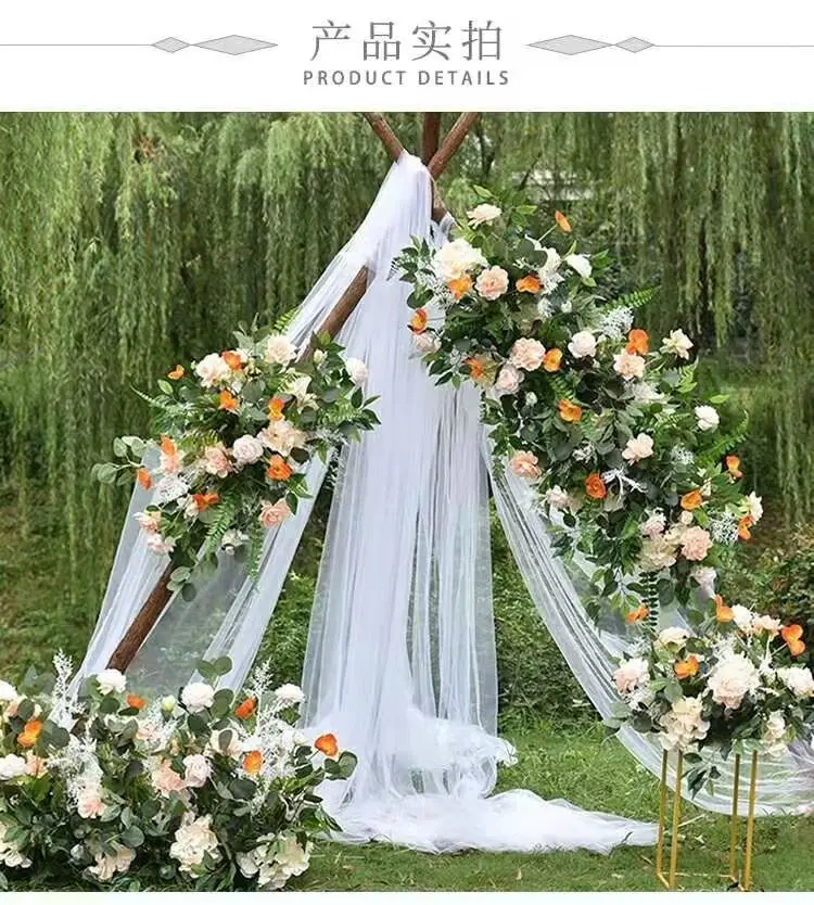 5D Hochzeits-Hintergrund Blumenarrangement Grüner Eukalyptus Olivenblatt Weiße Rose Bogen-Dekoration Hängende Blumenreihe Tisch-Mittelstücke Kugel – Detail 6