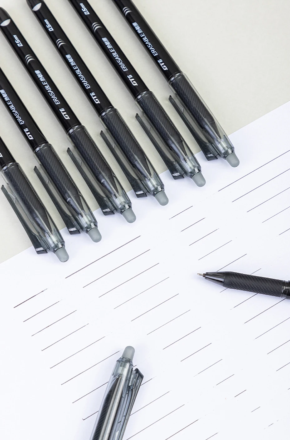 Deli löschbarer Gelstift, 0,5 mm, poröse Spitze, schwarze/blaue Tinte mit wärmeempfindlichen, löschbaren Radiergummis, nachfüllbarer Schreibstift für Kinder – Detail 8