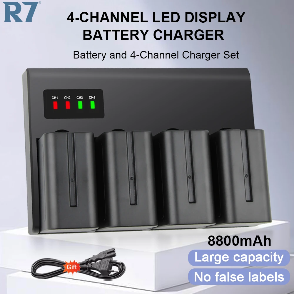 

R7 NP-F960 NP F970 F950 NP-F980 Camera Battery +LED Smart Charger For Sony PLM-100 CCD-TRV35 MVC-FD91