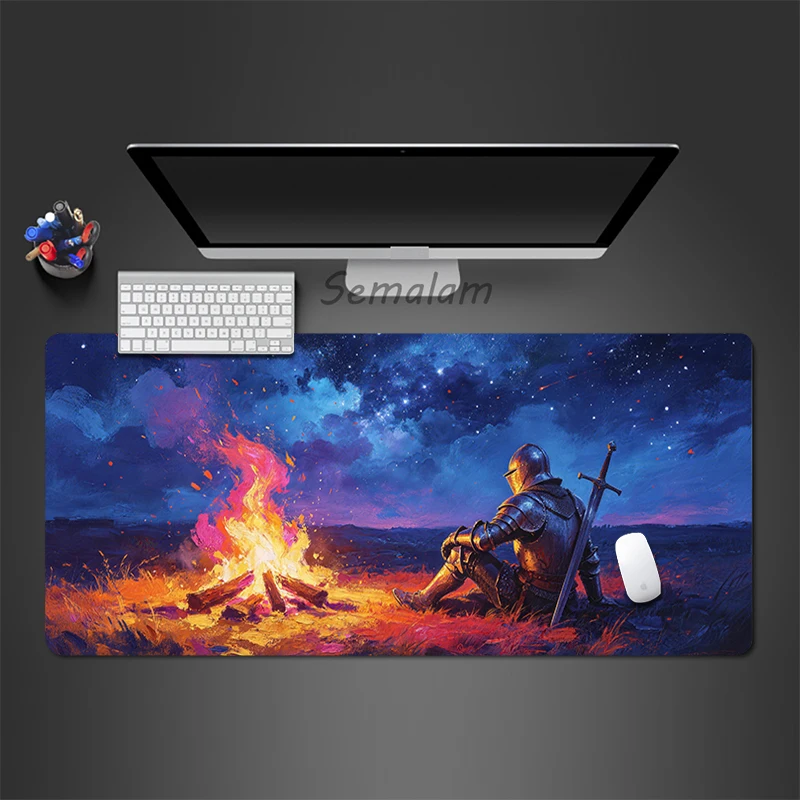 Medieval Knight Mouse Pad Large Desk Mat PlayMat for Computer PC Gamers Non-Slip XXL Gaming Office Accessories for Work and Home