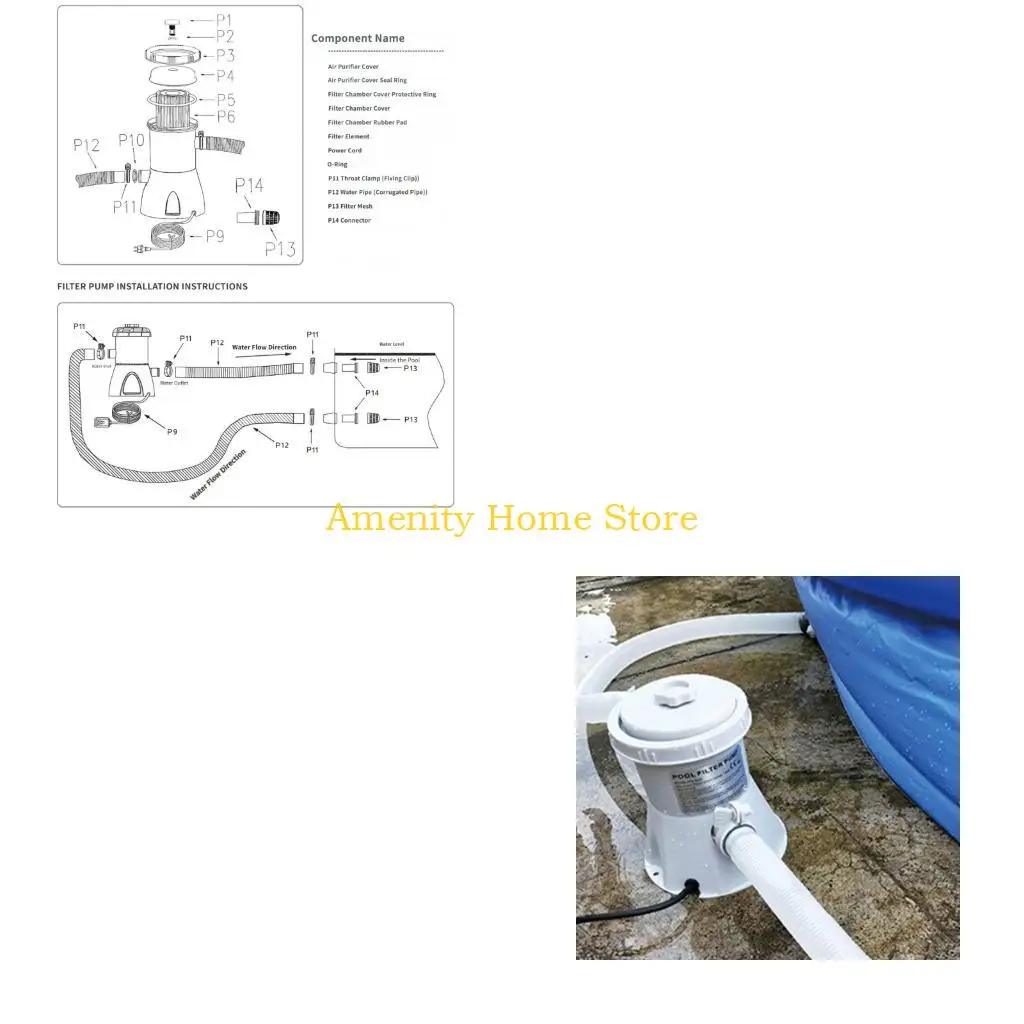F26C Corded Above Ground Pool Filter Unit with ABS Housing for Routine Circulation, Daily Water Care, Replacement Service, and