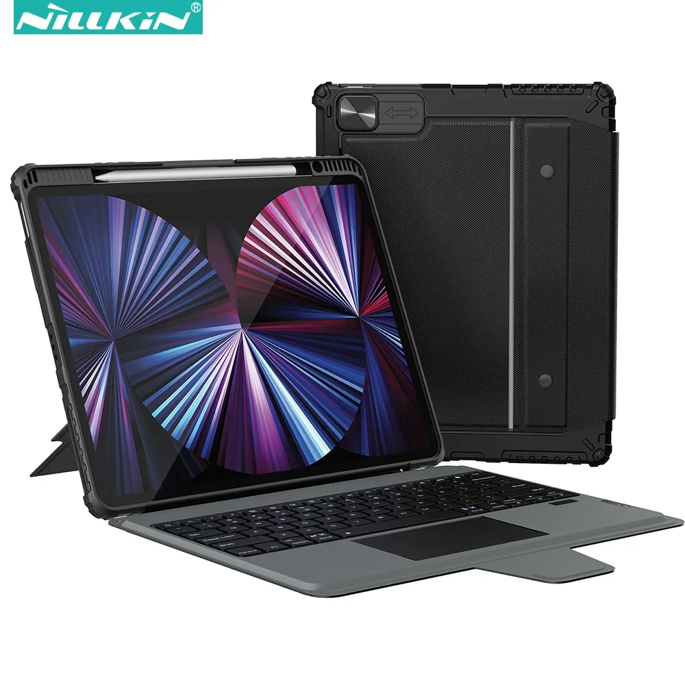 

Nillkin Bumper Combo Keyboard Case for Apple iPad Pro 12.9 2022 / 2021 /2020, 3in1 Back Cover with Lamp Bluetooth Keyboard