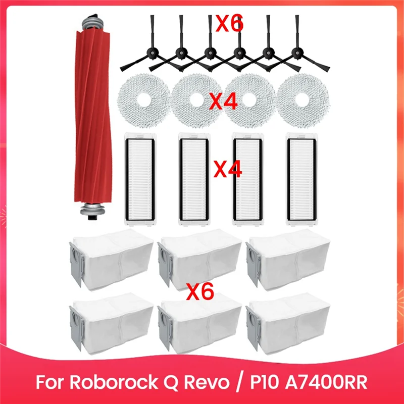 

ABVT-21PCS вакуумная щетка, мешок для пыли, фильтр и набор тряпок для швабры для Roborock Q Revo P10 A7400RR, запасные части для пылесоса