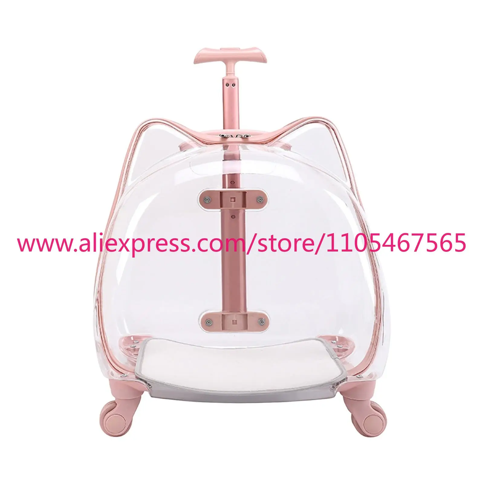 1Pcs transparent pet bag with wheels, telescopic rod cat cart case breathable rod travel bag