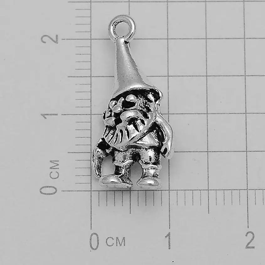 25pcs/lot--22x11mm Antique Silver Plated 3D Dwarfs Charms Christmas Pendants For DIY Supplies Jewelry Making Finding Accessories