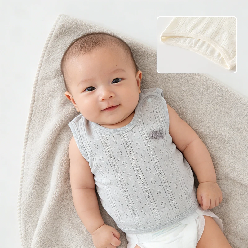 Baby Vest Summer Pure Cotton Seamless Half-Back Baby Belly Protector Class a Thin Newborn Delivery Room Air Conditioning Clothing Underwear