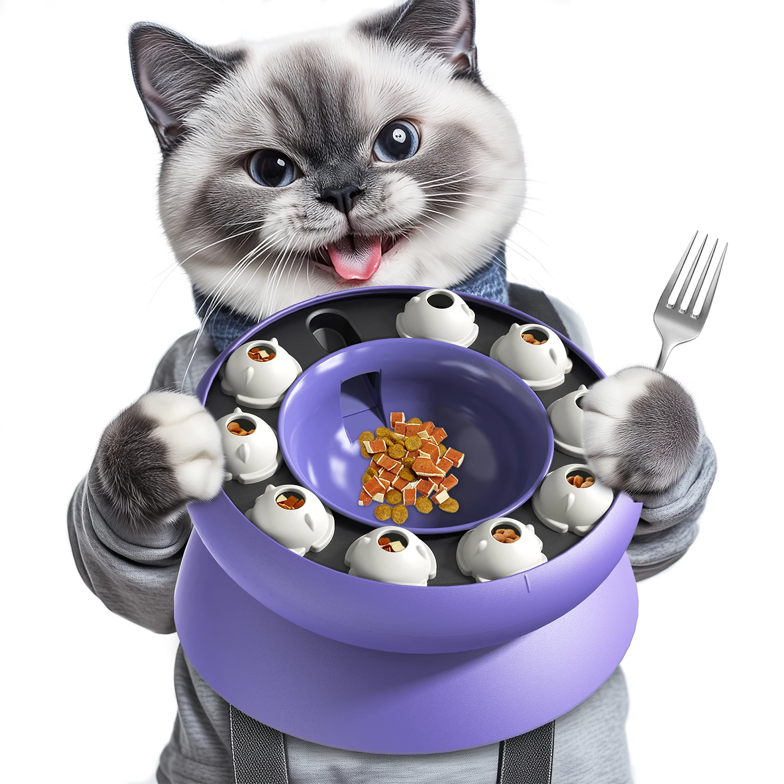 

KADTC Cat Weight Loss Bowl for Indoor Cats Slow Feeder Kitten Puzzle Toys Treat Dispensing Food Dispenser Kitty Enrichment Game