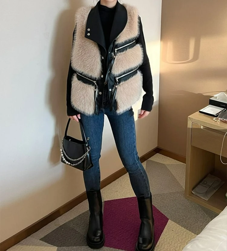 سترة نسائية لخريف وشتاء 2025 سترة قصيرة بتصميم جديد مرقع #2