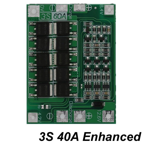 Защитная плата зарядного устройства литий-ионной батареи 3S 4S 40A 60A 18650 BMS для двигателя перфоратора 11,1 В 12,6 в/14,8 в 16,8 в с увеличителем баланса