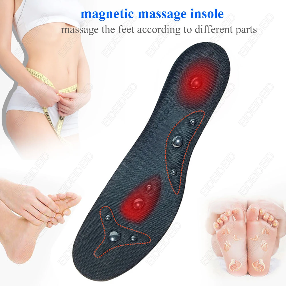 1/2 pares de almohadillas para zapatos plantilla cómoda masaje de pies magnético para hombres mujeres terapia de acupresión de alta gama promover la sangre EID