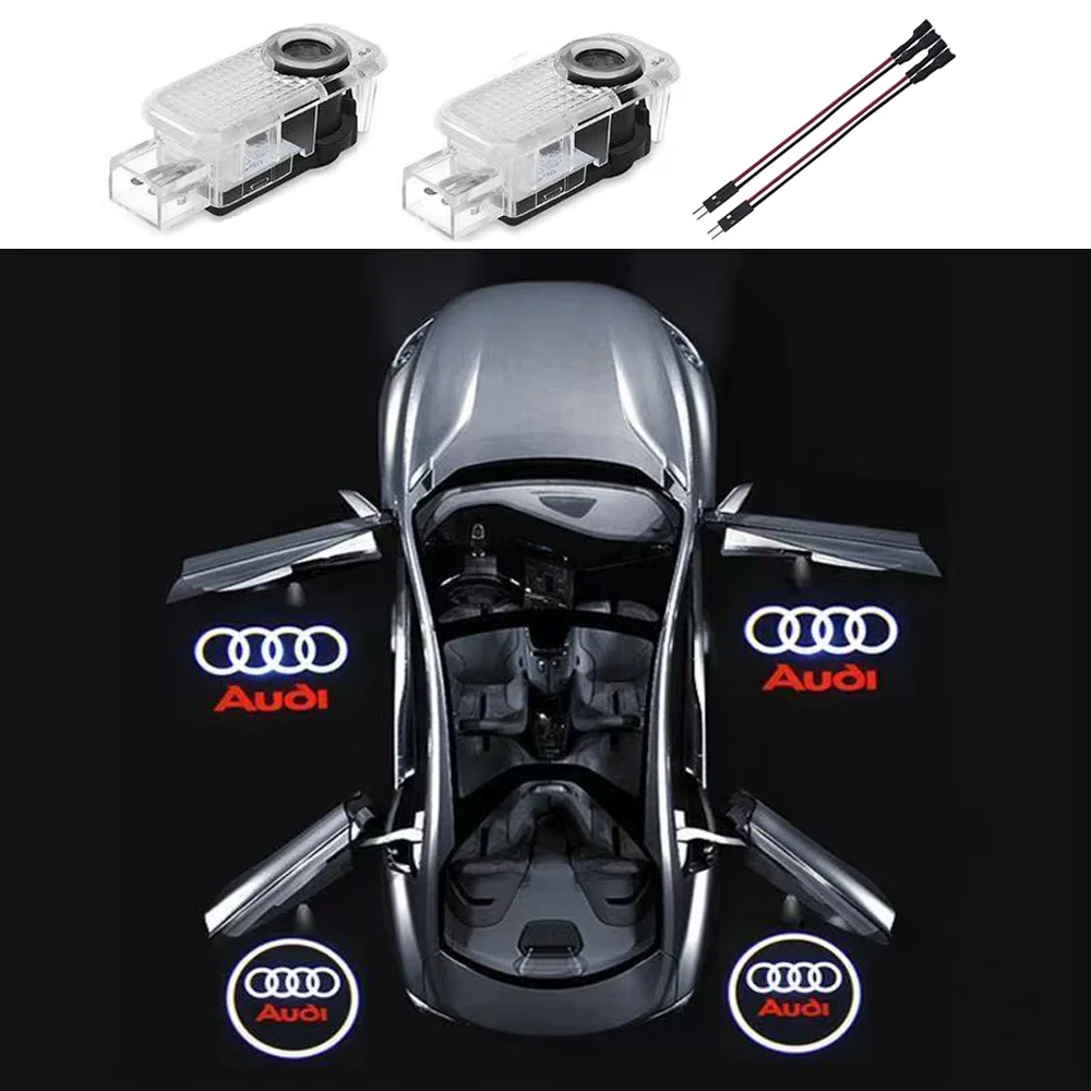 2PCS Luz de Logo LED para Porta de Carro Projetor LED para Audi A4 B5 B6 B7 B8 B9 A1 A3 8V 8P 8L A6 C5 C6 C7 A5 A7 A8 Q3 Q5 Q7 TT S3 S6
