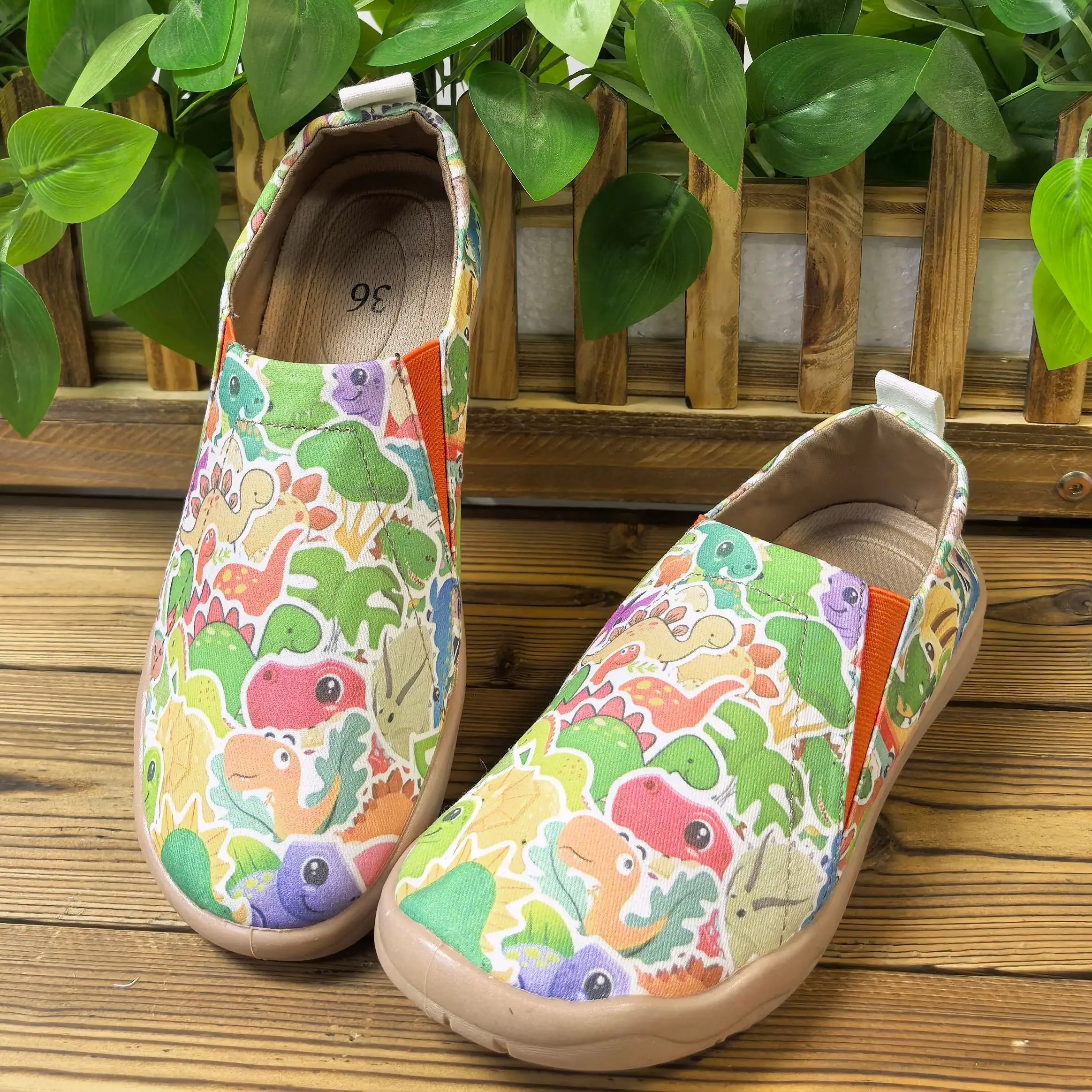 

Women's New Summer Fashion Cartoon Animal Dinosaur Print Casual Shoes, Comfortable Shallow Low-Cut Soft Soles, Lightweight and Breathable Large Size Women's Shoes