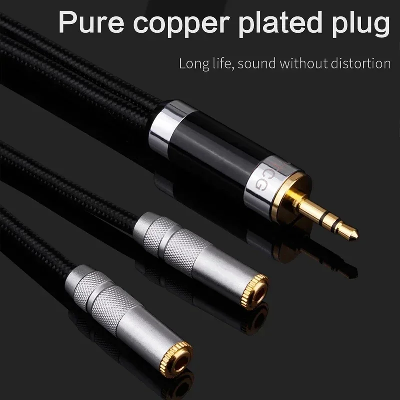3.5mm Headphone Splitter 1 To 2 Male Female Audio Converters Oxygen Free Copper Silver Plating Audio Jack Earphone Cable Adapter