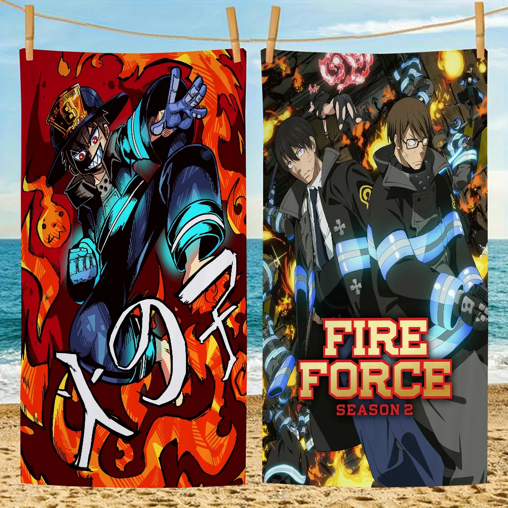 

F-Fire Force Beach Towel Cartoon Cute Summer Kids Large Bath Pool Beach Towel Microfiber Absorbent For Swimming Travel