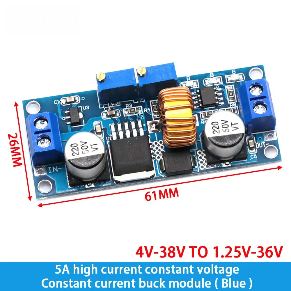 XL4015 5A DC-DC Lithium Battery Step-down Charging Board with LED Power Indicator, CC/CV Control Built-in Overcurrent Protection