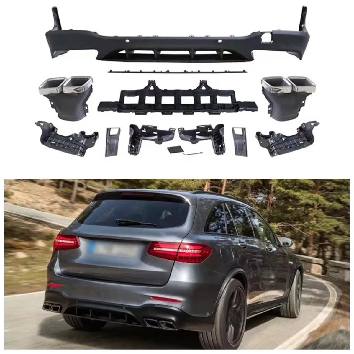 

High Quality GLC63 Style Car Rear Bumper Diffuser Accessories for X253 2016+