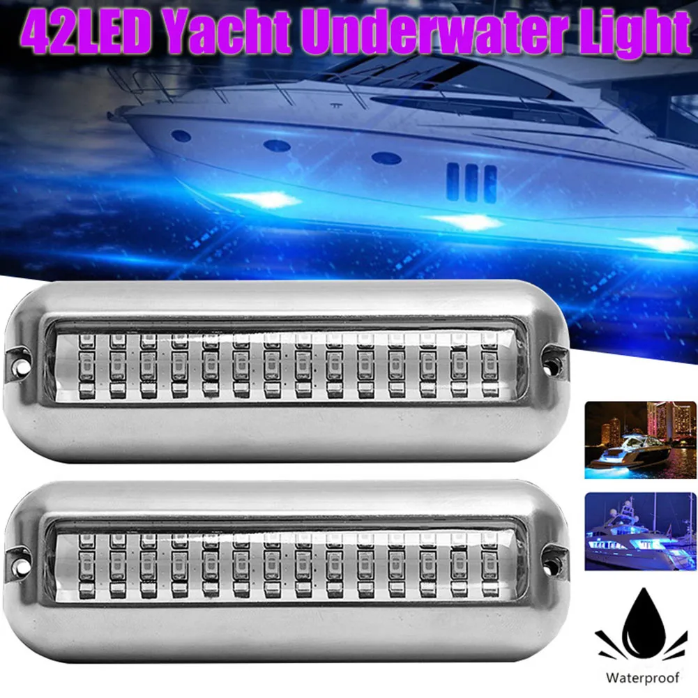 42LED Yacht Underwater Light Stainless Steel Marine Navigation Light 10-30V Anchor Light IP68 Waterproof Yacht Boat Accessories