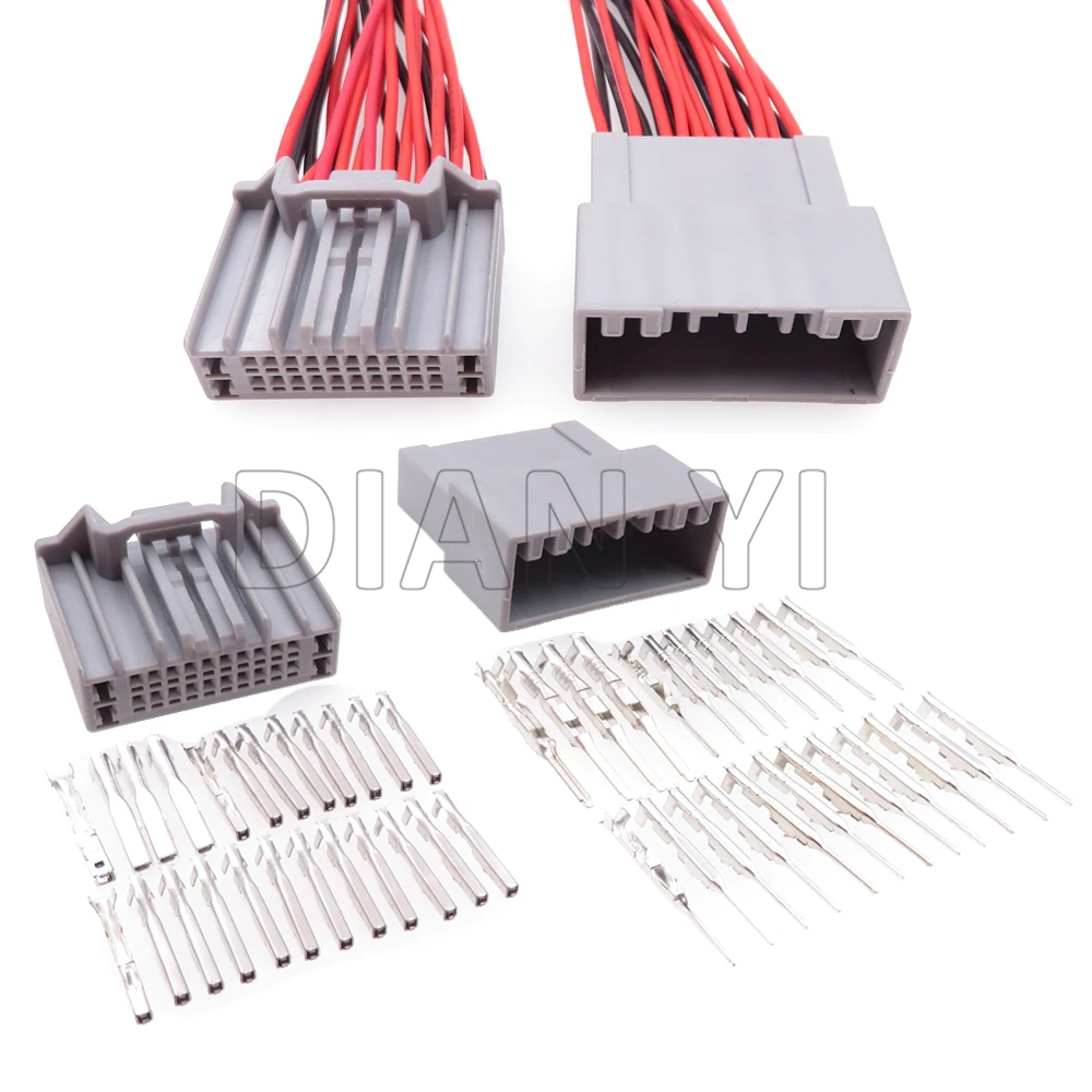 1 Set 24 Way MX58024SFB Hybrid Connector MX58024PFB AC Assembly Car Radio Power Horn Wiring Harness Socket with Cables