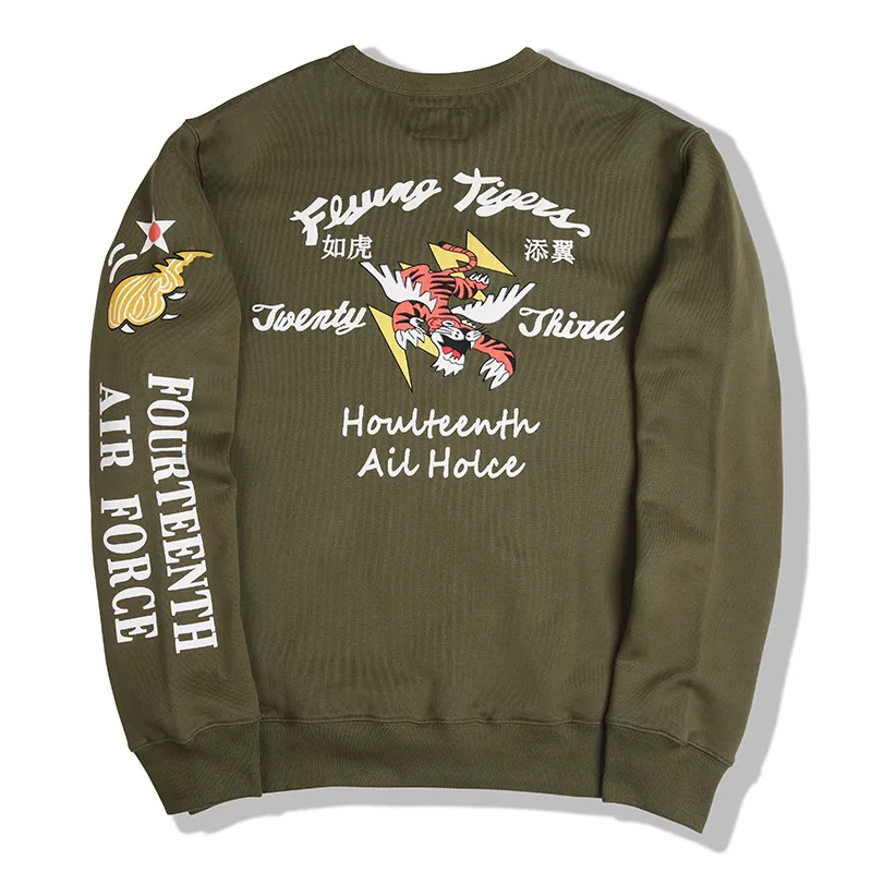 Men Sweatshirts Autumn And Winter Thicker Pullover The Flying Tigers With A Thick Terry Bottom Are Like A Tiger With Wings Print