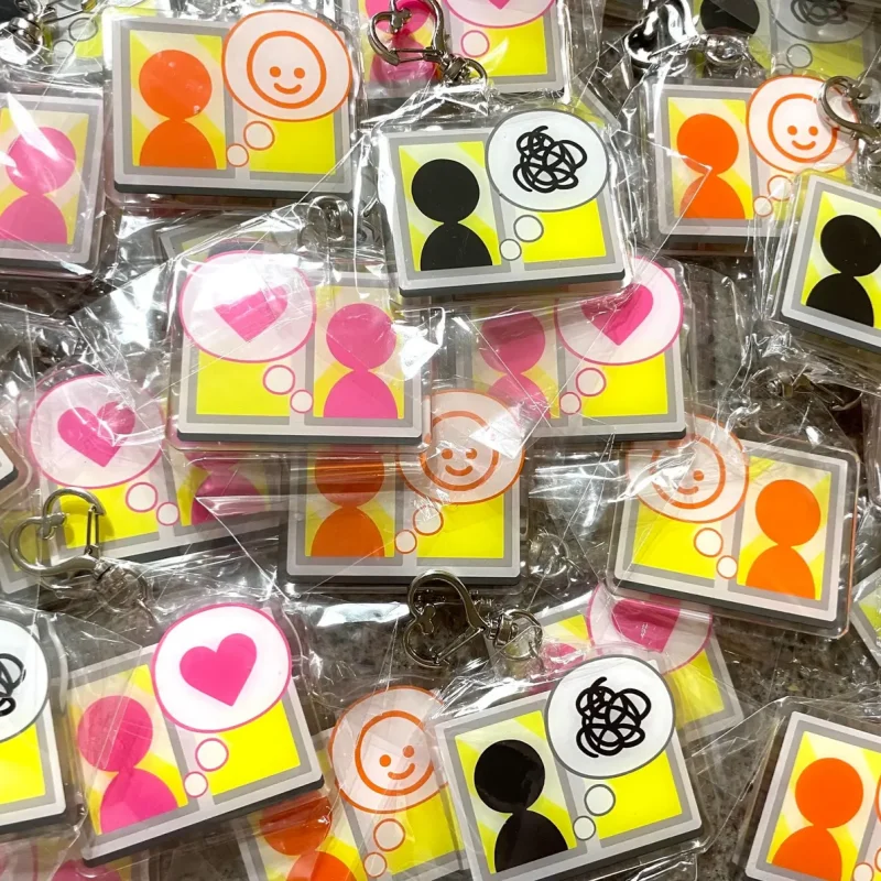 Tomo dachi Life Window Acrylic Charms - Double-Sided Mii Mood Bubble Keychain Phone Charm Game Pendant for Fans