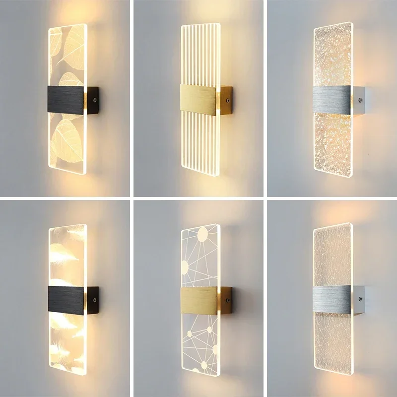 

LED Wall Lamp Laser Acrylic Modern Nordic Sconce Lamps LED Indoor Wall Lights Bedroom Living Room Bedside Light 27cm 6W 85-265V