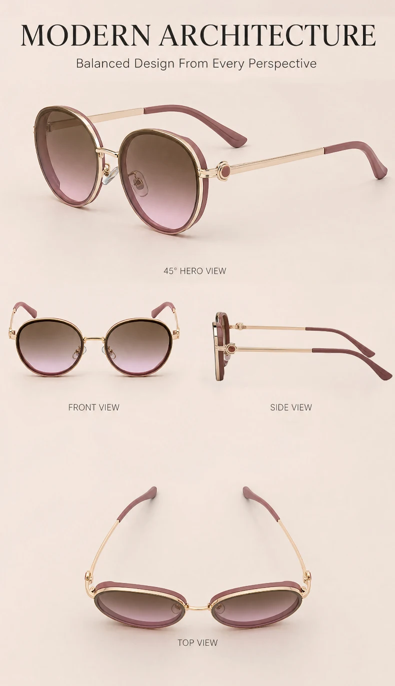 Übergroße runde Sonnenbrille für Damen, 2026, Luxusmarke, klassische Punk-Fahrsonnenbrille für Damen, Vintage-Metallrahmen, Schattierungen, UV400 – Detail 2