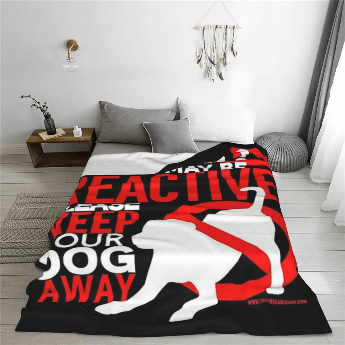 Caution My Dog May Be REACTIVE, Keep Your Dog Away. Dark Background Blanket Sofa Bedroom Bed Home Office Nap Blanket Car