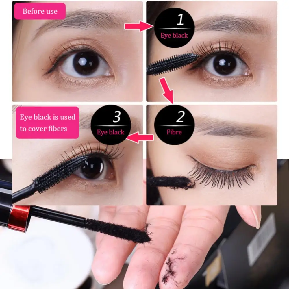 Silk Fiber Lash Mascara Waterproof Quick Dry Black Eyelash Extension Long Lasting Natural Curls Thick Eyelashes Cream Cosmetics