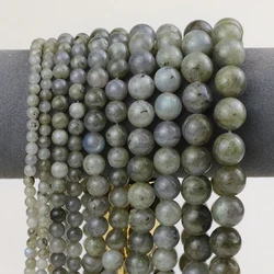 Natural Stone Labrador Glitterstone 6 8 10 12mm Round Gem Spacer Charms Loose Beads For Jewelry Making DIY Bracelet Neckalce DIY