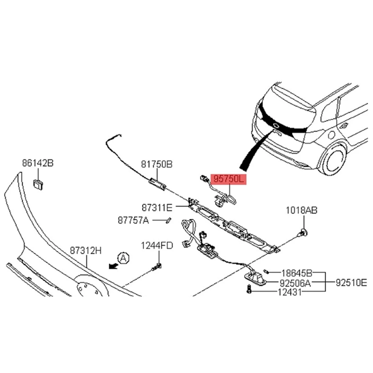 95760-A4100 6PIN Assist Rear View Camera Assembly for Kia Carens 2014-2017 Tailgate Camera Reverse Parking 95760-A4010