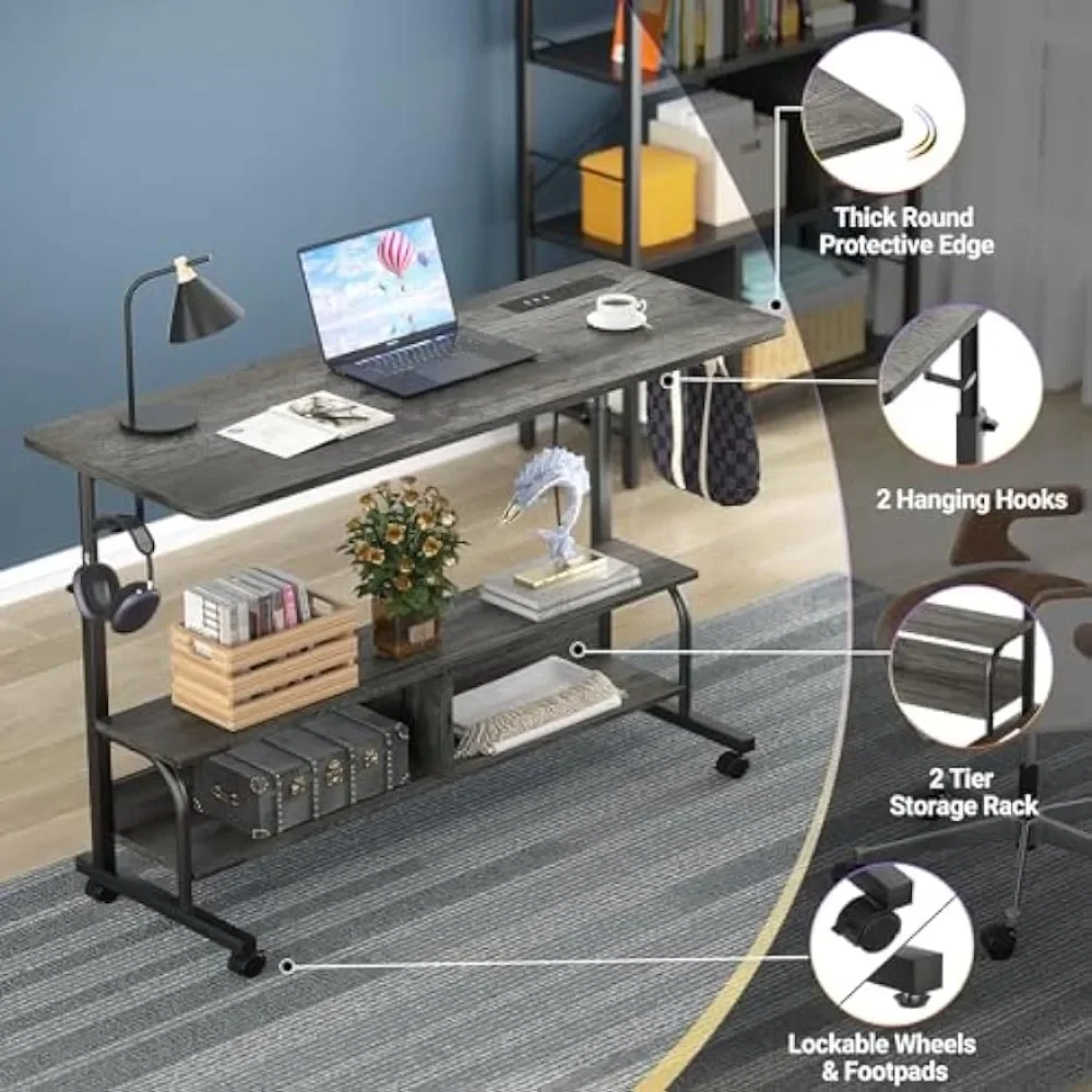 Height Adjustable Standing Desk with Power Outlets, 47