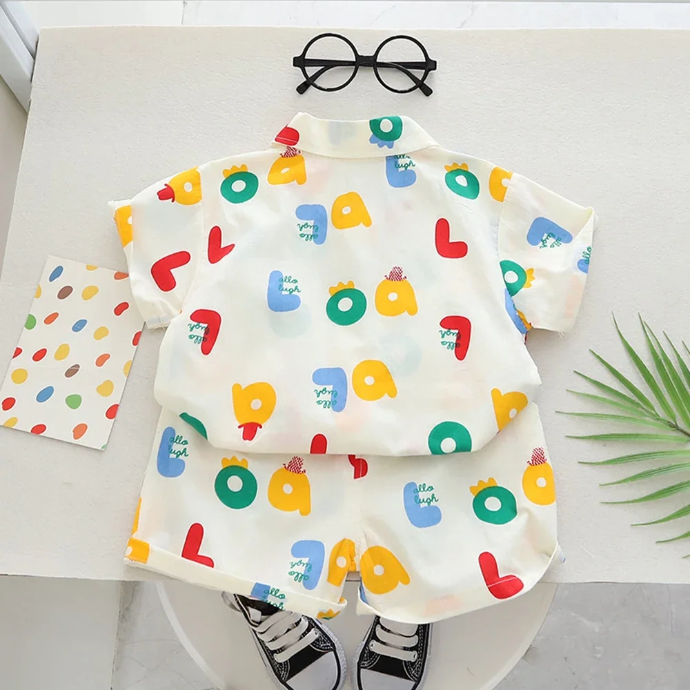 

Bear Leader Summer Boys Fashion Set Letter Printed Short Sleeved Shirt+Shorts Casual Two Piece Set For 2-6 Years Old