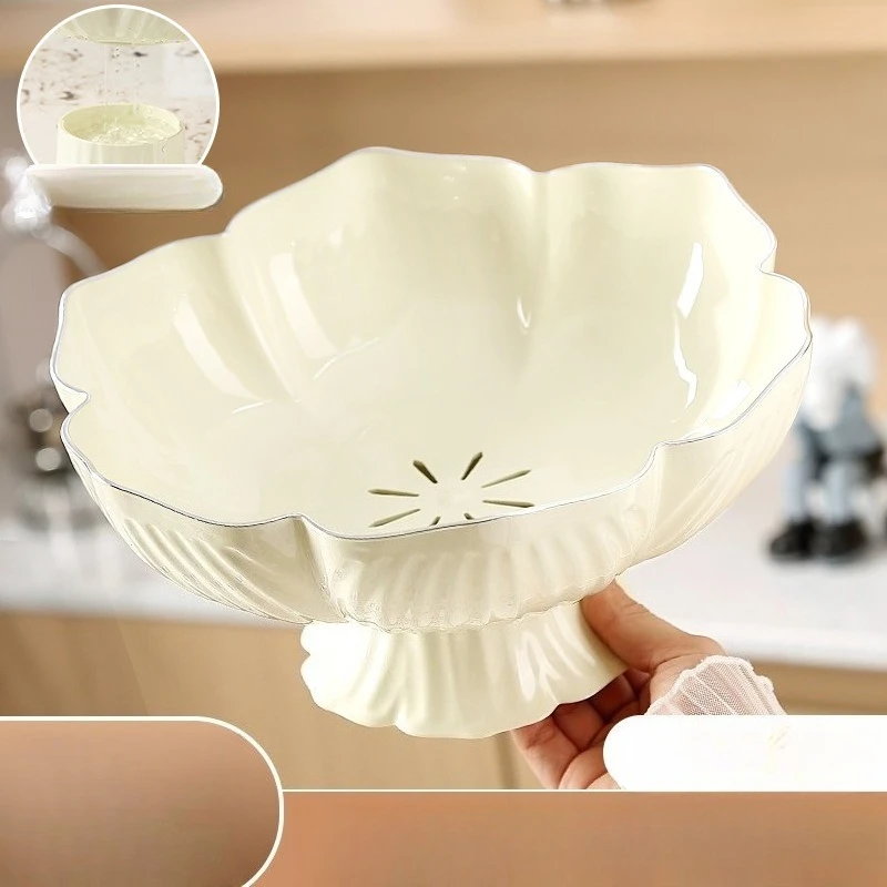 

High Aesthetic Cream Fruit Plate Large Capacity Living Room Coffee Table Snack Candy Tray