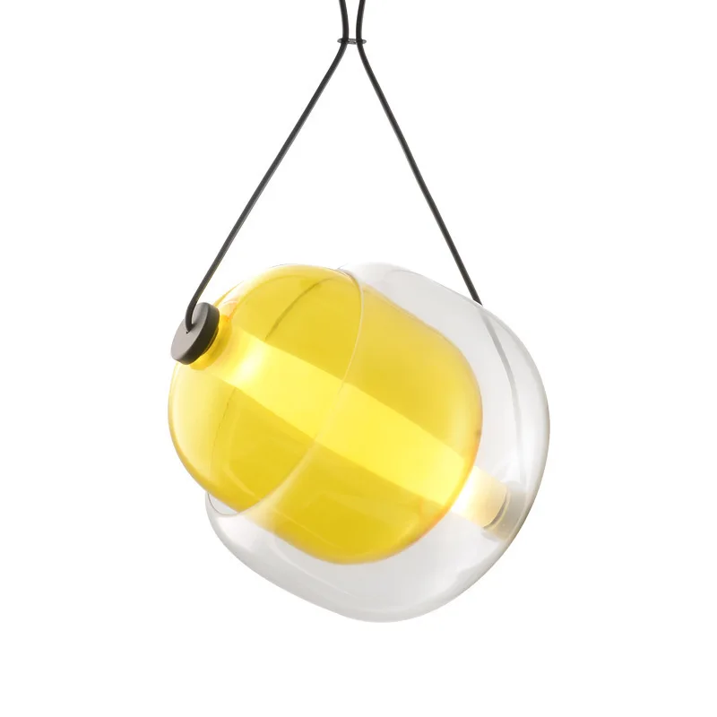 

Italian Oval Cafe Clothing Shop Window Single Head Stained Glass Decoration Nordic Restaurant Table Chandelier