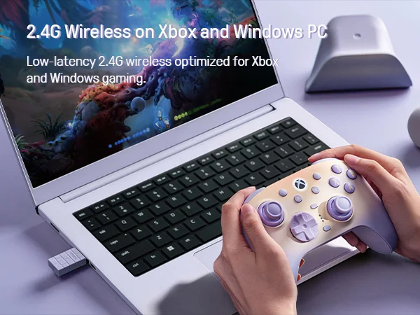 Wireless Controller for Xbox Series X|S&PC,Lavender Dusk  2.4G Wireless Gamepad With 2 Trigger Stops, Wireless Charging Dock