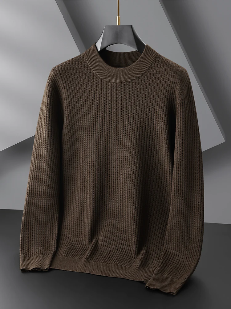 

Мужской вязаный свитер свободного кроя с длинным рукавом и воротником-стойкой, повседневный, зимний, больших размеров, для полных мужчин, очень большой размер, трикотаж