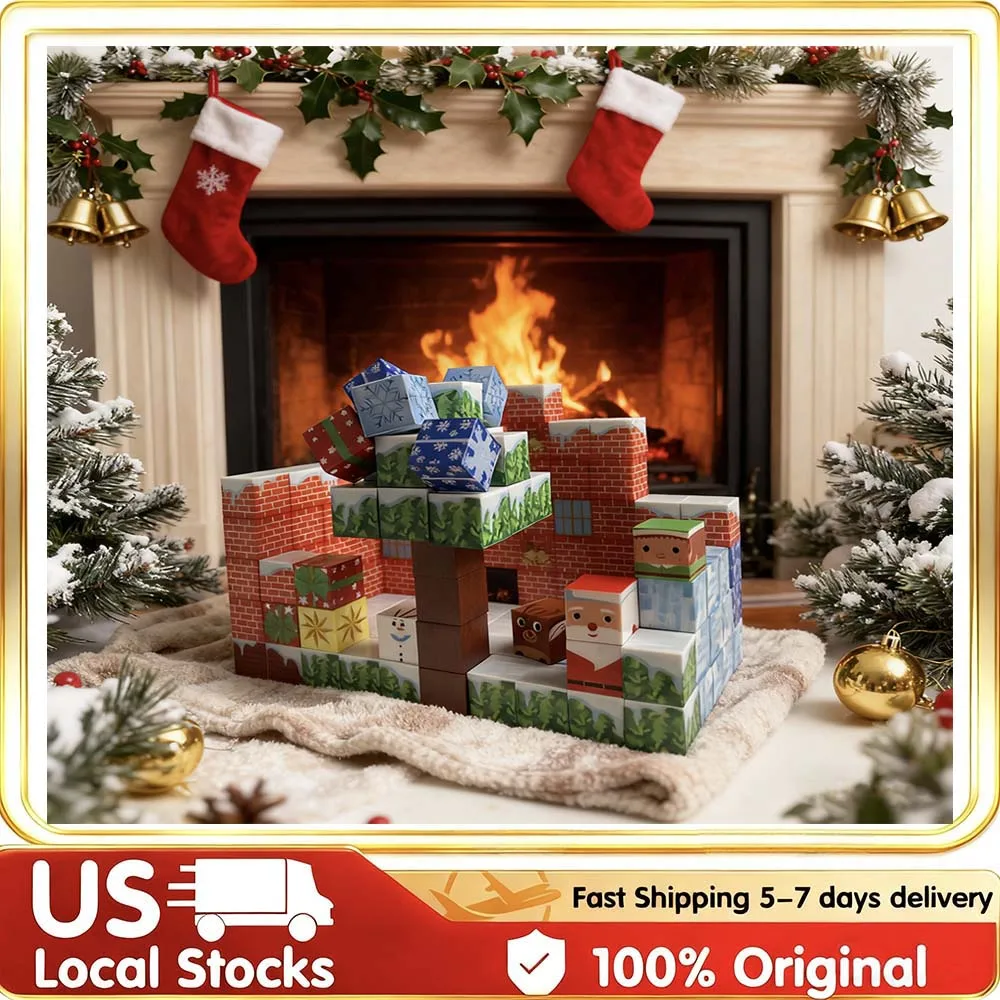 Creative 150 PCS Christmas Magnetic Cubes Family Fun Building Blocks Educational DIY Stacking Construction Toy Gift for Children