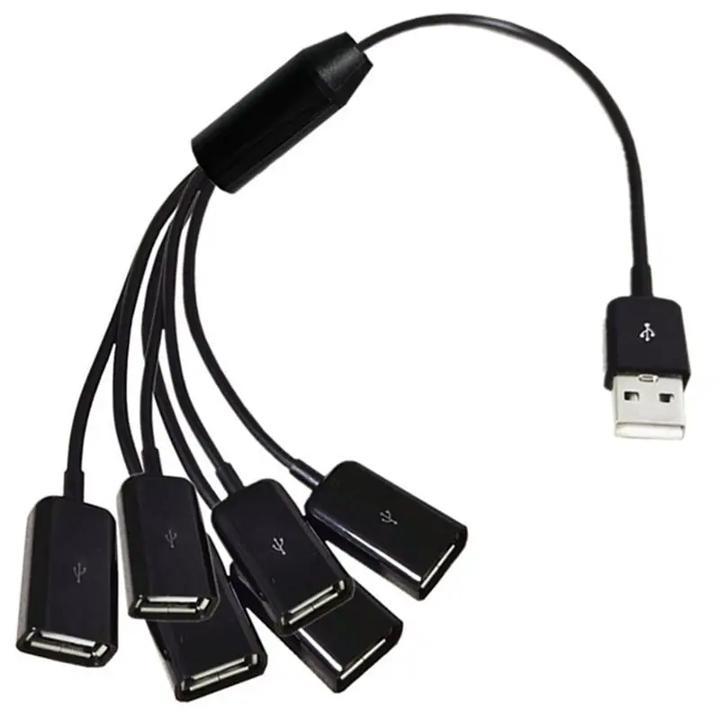 USB Charging Cable 2.0 Data Cable Car/Car/Power Connection Cable Computer USB Cable 1-Point 6-Wire USB 2.0 AM/6 * AF 0.5M