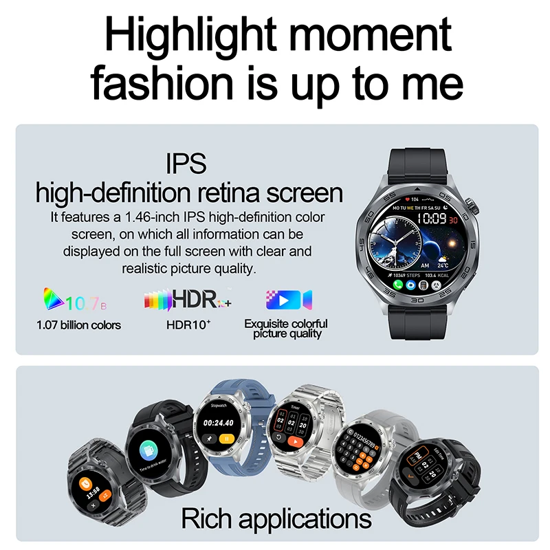 GEJIAN Smartwatch 1.46 Inch 360 * 360 High-definition Resolution Heart Rate Health Monitoring Multi Sport Mode Men's Watch