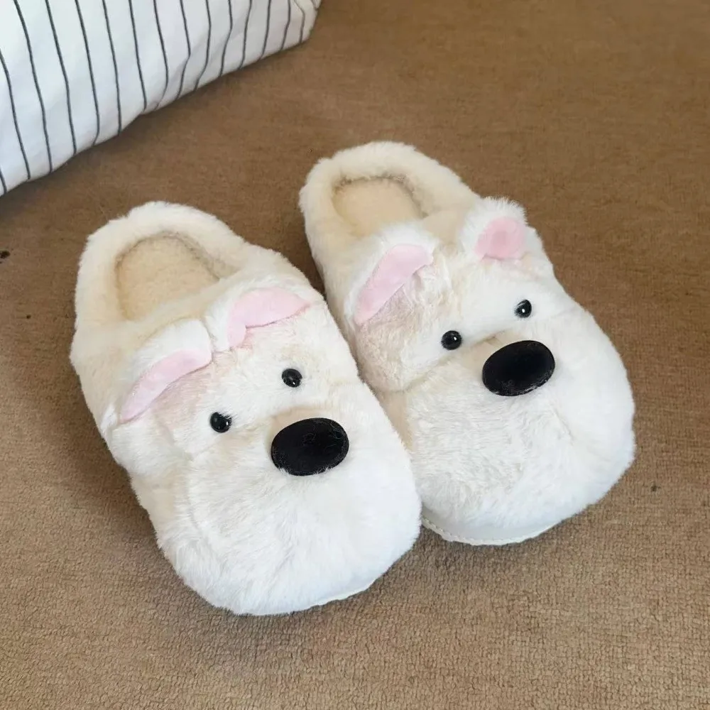 رقيق الشتاء جرو نعال قماش المرتفعات الغربية الكلب سميكة سوليد الدافئة نِعال من الفراء طالب المضادة للانزلاق Y2K شبشب كلب #4