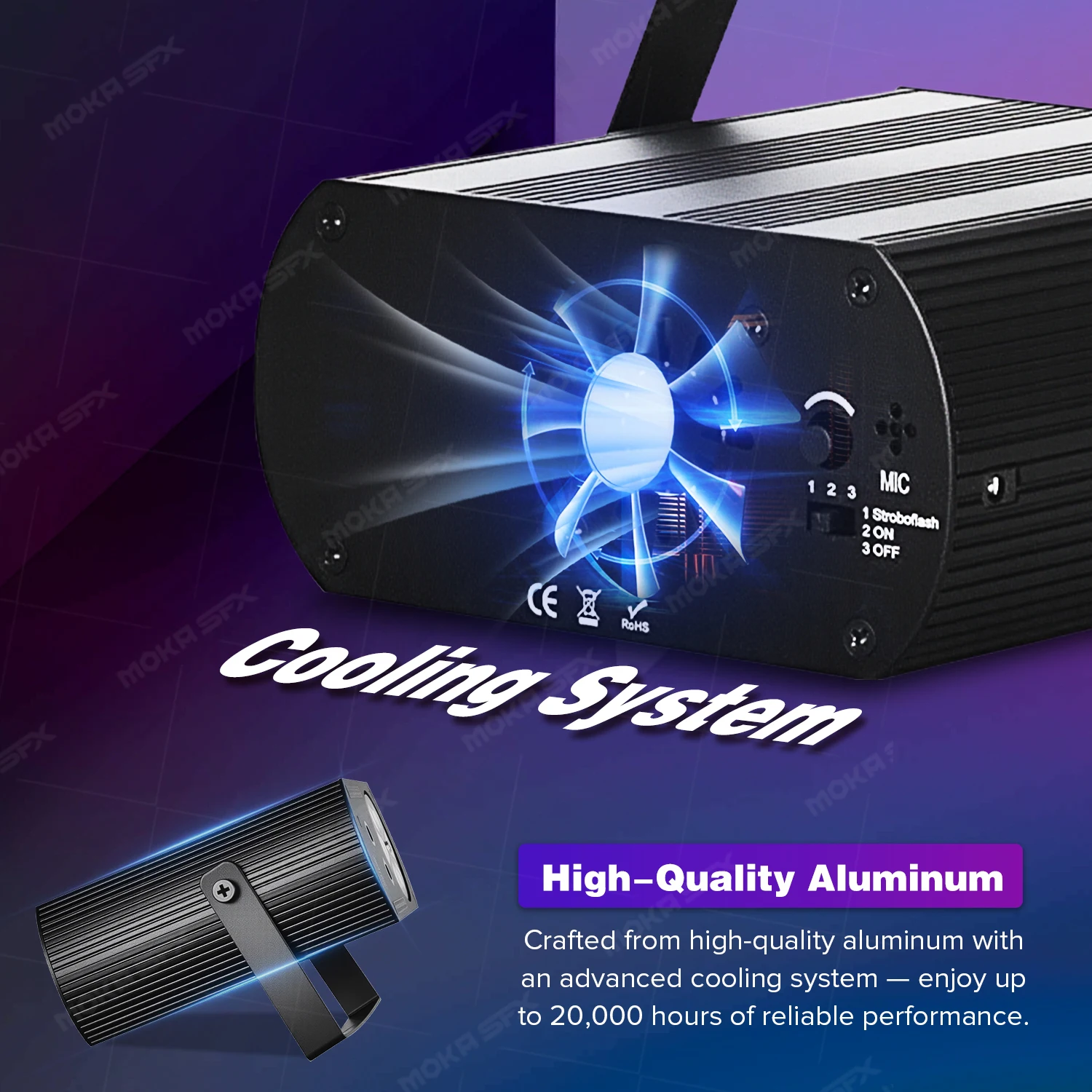 MOKA DJ Party Light Snowflakes Laser Light 16 Patterns Remote Control LED Disco Lighting for Christmas Halloween