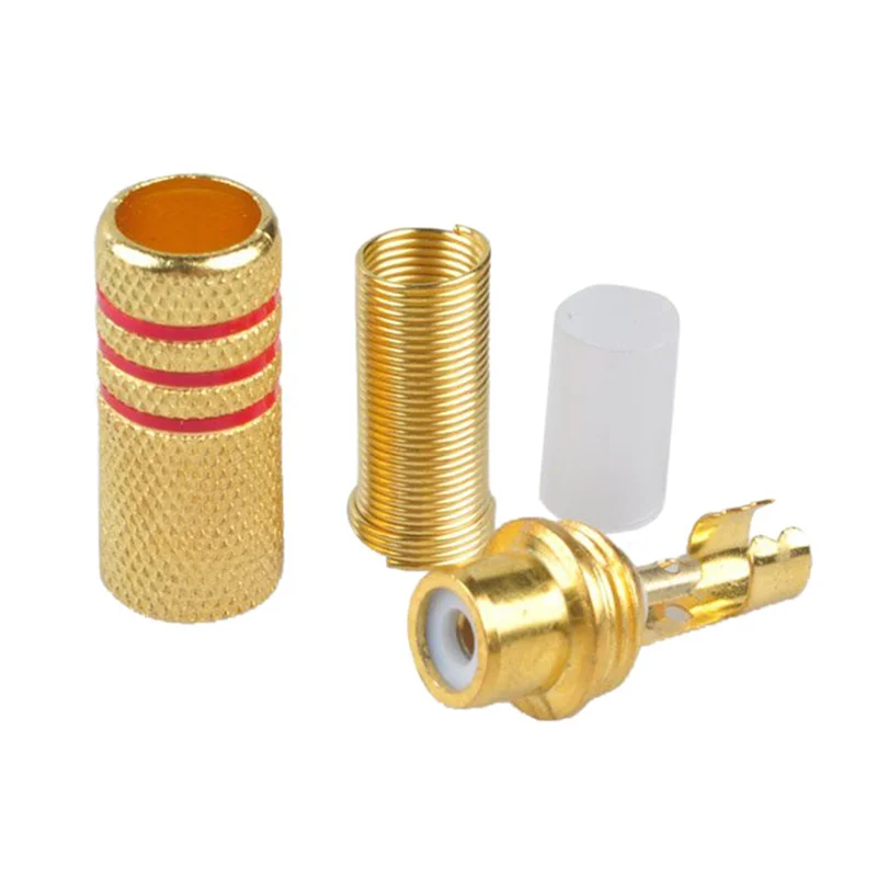 

N82R RCA Connector Plug,18-Pack RCA Female Plug Screws Audio Video In-Line Jack Adapter Gold Plated Solder Type,Gold