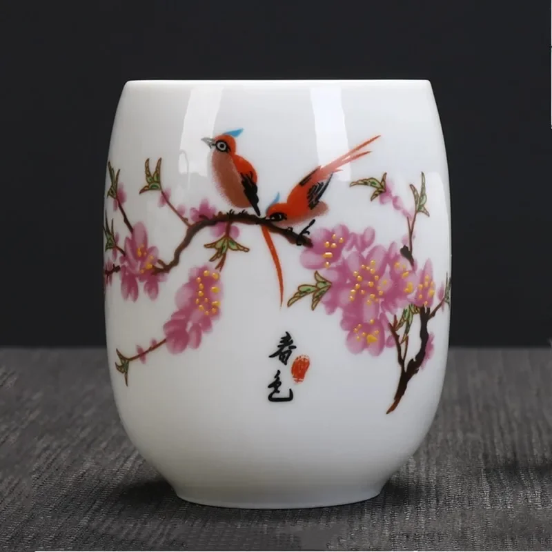 1Pc Chinese White Porcelain Tea Cup Small Tea Bowl Travel Portable Ceramic Tea Set Handmade Personal Single Cup Home Drinkware