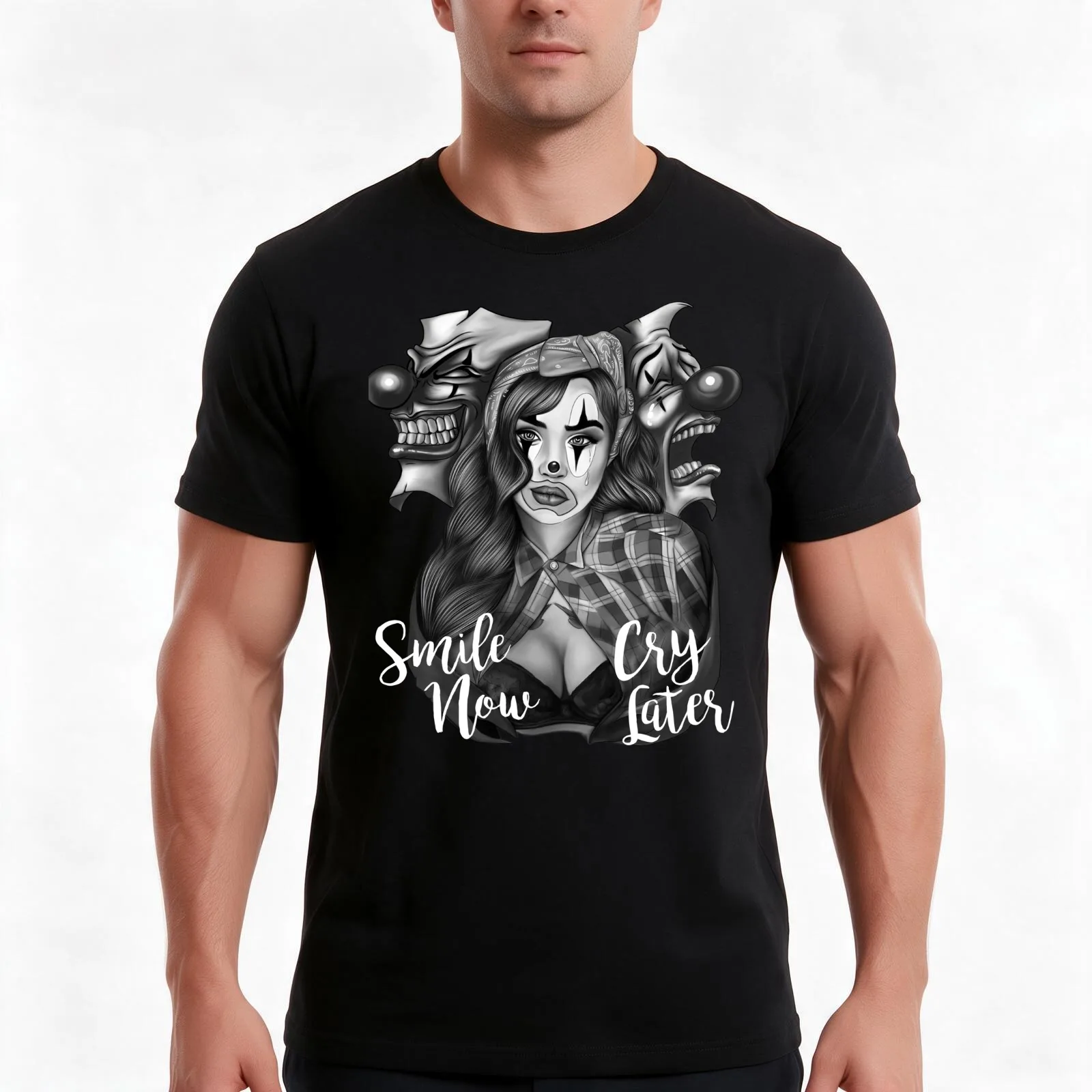Smile Now Cry Later art T-Shirt Summer Casual Cotton Tee Oversized Streetwear Tops Vintage Graphic Print Unisex Men Women
